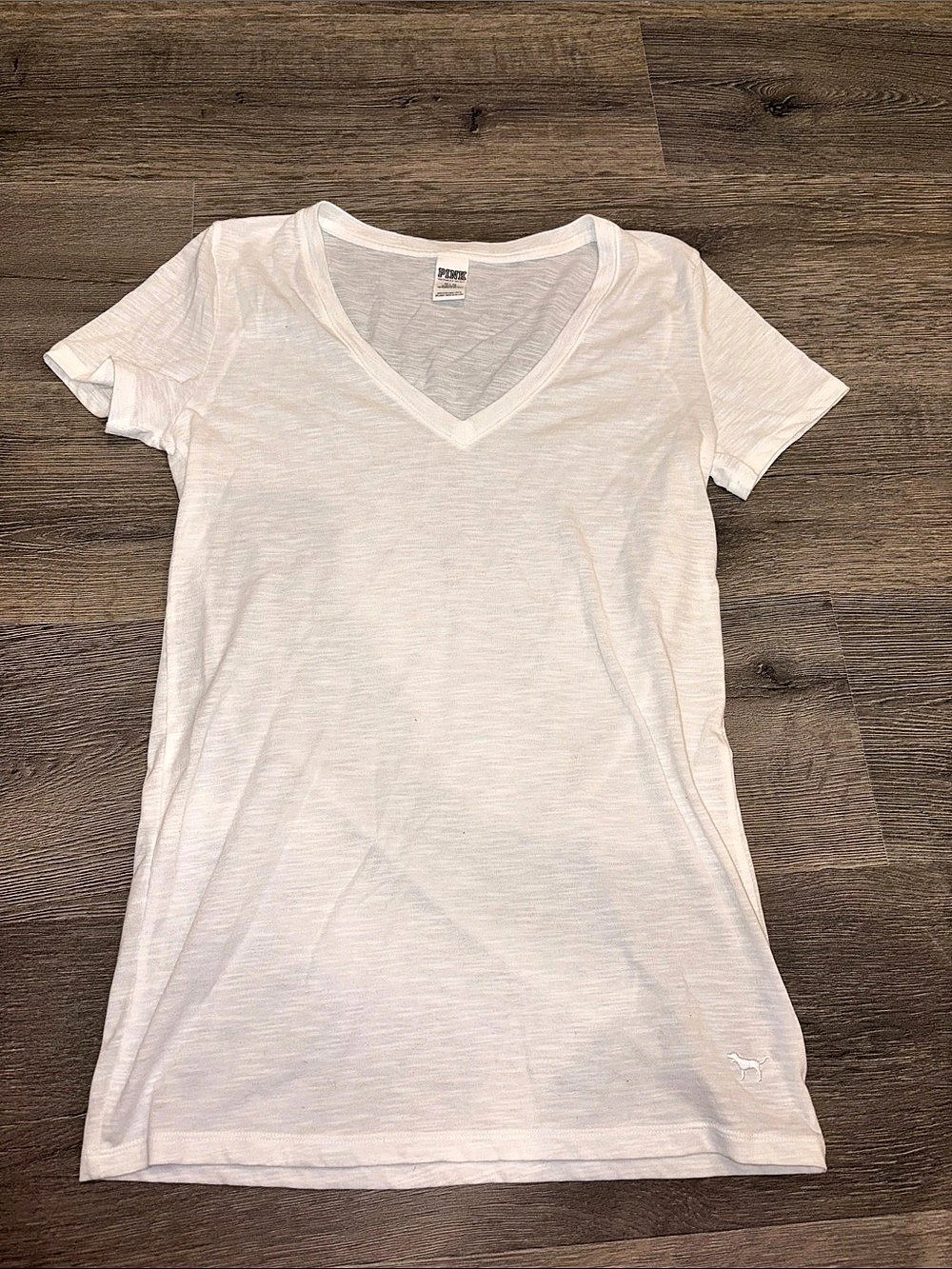 Victoria's Secret PINK V-Neck Short Sleeve Tee in Pink Size Medium